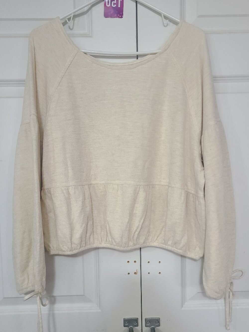 Aerie NWT Endless Summer Cropped Sweatshirt Oatmeal Cream - Size Large L